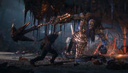 Geralt fighting the Ice Giant, screenshot (demo version).