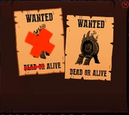 A bounty board after a target has been successfully charmed. Note the "DEAD OR" text being crossed out.