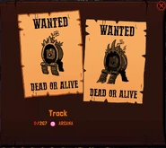 A bounty board displaying two wanted posters.