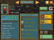A hero's character sheet
