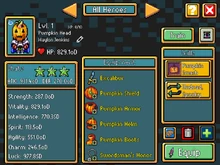 The Pumpkin Head equipped with a full Halloween Armor Set