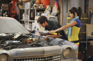Alex and Dean working on the Russo's car