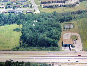 Discovery woods and blue beacon looking south