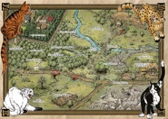 Kolorowa mapa przed zniszczeniem terytoriów przez Dwunożnych, dołączona do edycji kolekcjonerskiej "Przemijających ech"