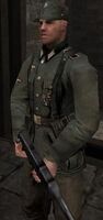 Wehrmacht soldier with a field grey uniform and a patrol cap