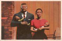B.J and Anya holding the twin, when they are infants.