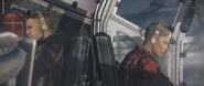 Caroline talking with Blazkowicz while stealing a Project Whisper helicopter.