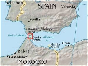 Map of the Strait of Gibraltar, where the bridge is located.