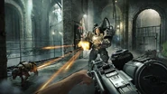 B.J. fighting a Supersoldat in Castle Wolfenstein.