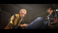 The twins come to the aid for Abby, attempting to remove the knife from her eye.