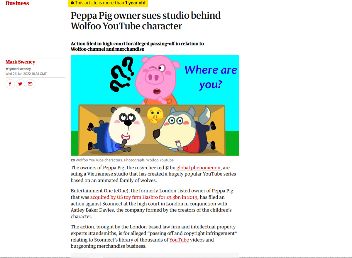Peppa Pig' Owner eOne Sues Studio Behind  Channel Wolfoo