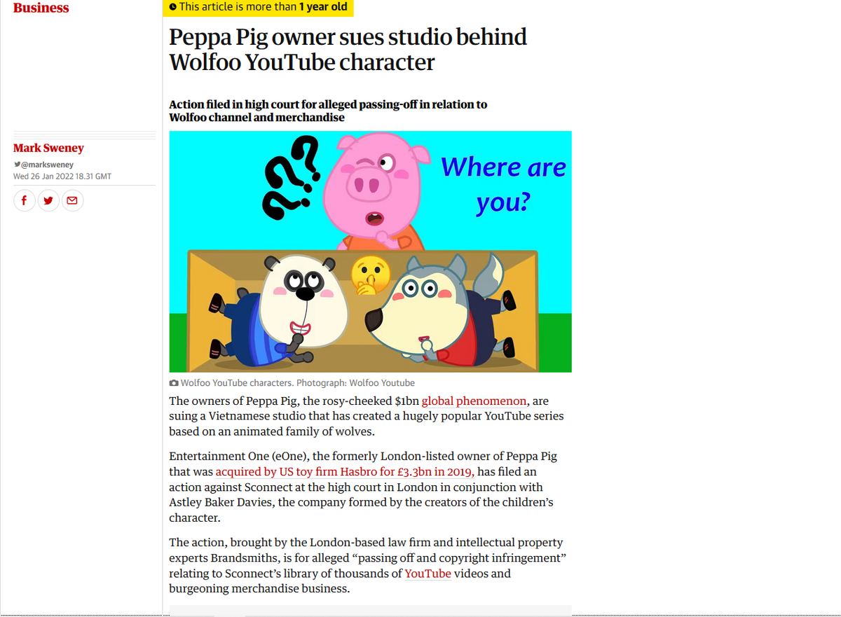 Peppa Pig' Owners eOne Sue Company Behind 'Wolfoo'  Channel