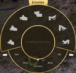 Emotes radial menu as it appears in WolfQuest: Anniversary Edition.