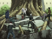 Kiba confronted by Tsume and his gang.