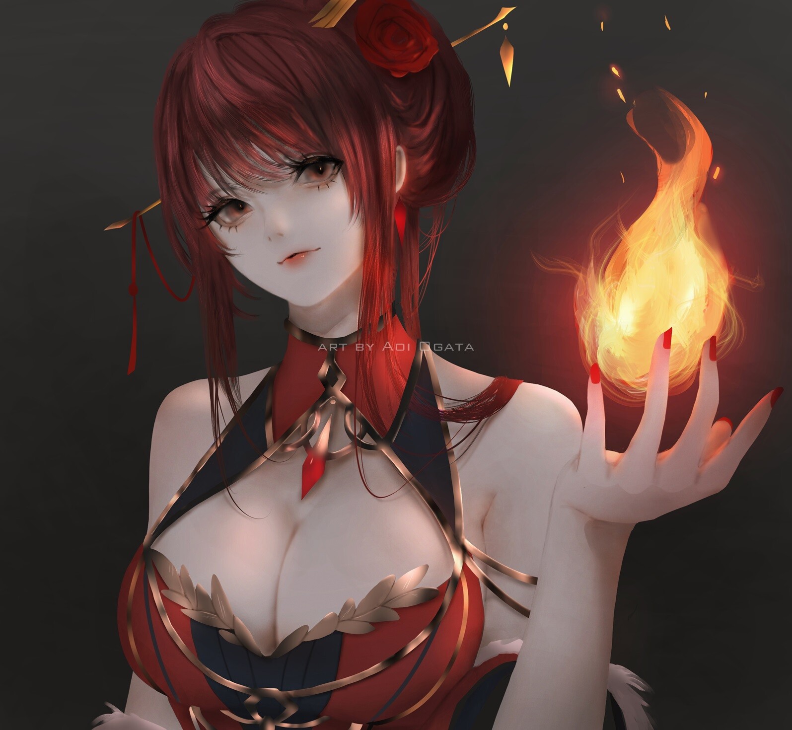 anime girl fire mage