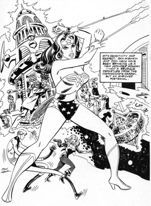 Promotional art featuring Don Heck's Wonder Woman first appearing in DC Sampler #1 (1983) and reprinted in Alter Ego #13 (2002)