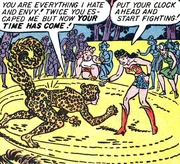 Cheetah battles Wonder Woman.