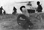 Keef Hartley Band arriving at Woodstock by Helicopter