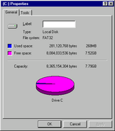 Disk space in Windows 95 OSR 2.5