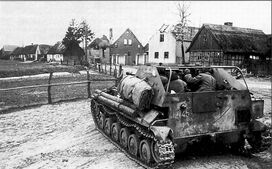 SU-76 fighting in a town in Germany, April 1945