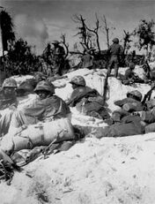 Marines resting after landing, Peleliu 1944