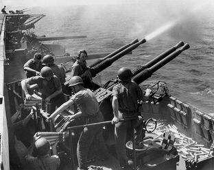 Bofors firing USS Hornet