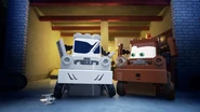 He turned the STIG into a mater, and STIG’s eyes finally moved, and he’s glaring at mater!