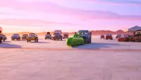 Lightning and Mater watch Nile Speedcone take off.