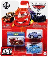 Dirty Radiator Springs Lightning McQueen (exclusive), Sally, and Rotor Turbosky