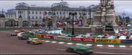 The first chicane around the fountain, in front of Buckingham Palace