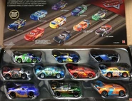 2018 release with Dan Carcia, Rust-eze Lightning McQueen, Jackson Storm, Danny Swervez, Phil Tankson, Chip Gearings, Bruce Miller, Ryan "Inside" Laney, and Conrad Camber