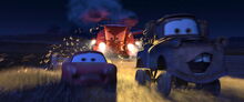 Frank chases McQueen and Mater