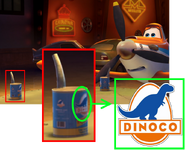 A Dinoco can with the Dinoco logo printed on it in Planes: Fire & Rescue