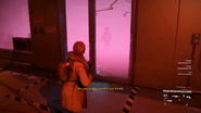 A Gasbag's distinct silhouette can be seen inside the gas-filled lab room
