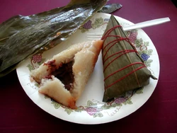 Zongzi: Rice dumpling with red bean filling
