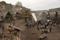 Filming on the Two Rivers set