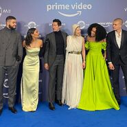 Stradowski with the main cast for the London premiere on November 15, 2021