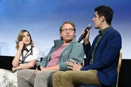 Rosamund Pike, Rafe Judkins, and moderator Patrick Gomez at The Prime Experience, May 16, 2022