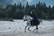 Moiraine riding a horse, Amazon Studios, September 1, 2021