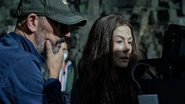 Rosamund Pike reviews footage between takes, Twitter, October 11, 2023
