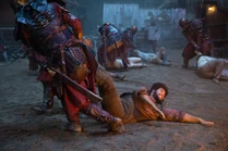 Episode 202: Perrin being dragged by Seanchan soldiers during the attack on Atuan's Mill