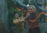 Chesmal helps Liandrin fight against Alanna, during the escape of the Black Ajah from the White Tower.