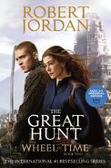 The Great Hunt 2023 book cover featuring Josha Stradowski as Rand al'Thor and Rosamund Pike as Moiraine