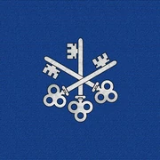 Triple silver keys on a background of blue.