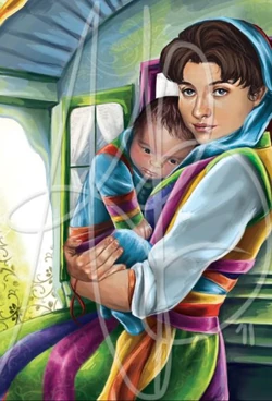 A Tuatha'an Woman with her Child - Portrait by Ariel Burgess Official Wheel of Time Artist