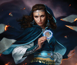 Moiraine Damodred battling LanfeareBook cover by Dan Dos Santos