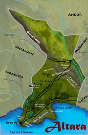 Damona Mountains, located in central and east Altara