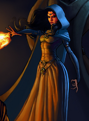 Moiraine using the One Power.