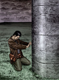 A  preparing to use a portal stone.