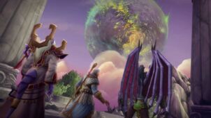 Argus widziany z powierzchni Azeroth w Dalaranie.